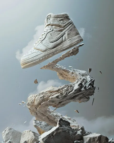 Floating Sneaker in Stone Tornado Extreme Close-Up