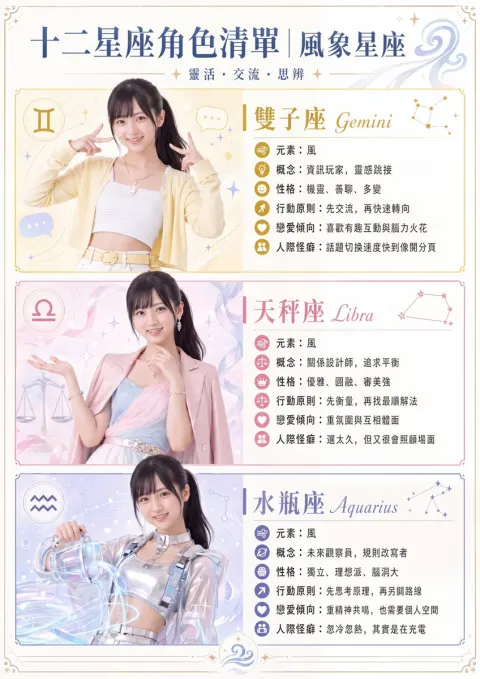 Air Sign Zodiac Character Infographic Poster
