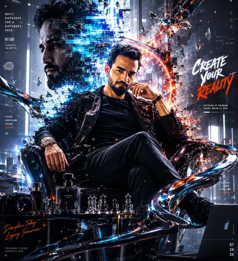 Cyberpunk Visionary Leader Poster