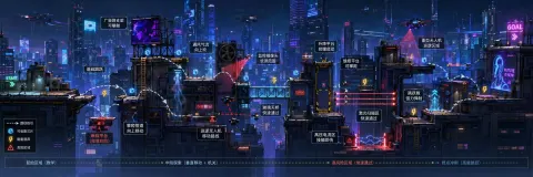 Cyber City Side Scrolling Level