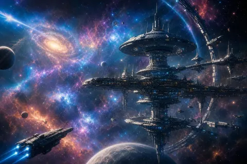 Grand Space Station in Nebula