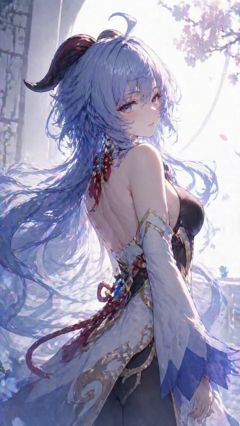 Ethereal Blue-Haired Fantasy Maiden