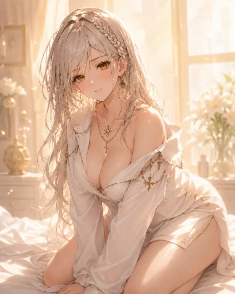 Dreamy Anime Girl in Sunrise