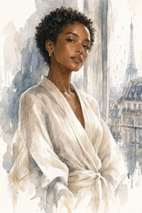 Paris Rainy Window Fashion Portrait