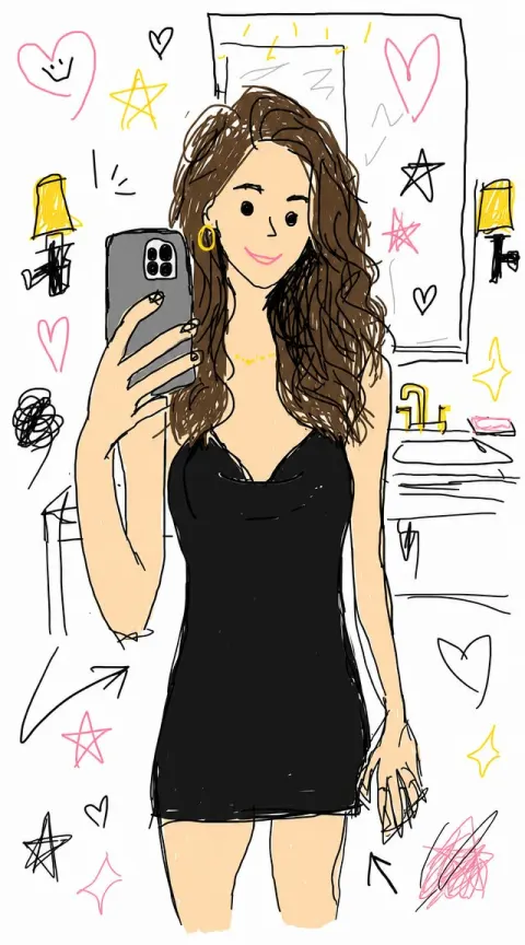 Doodle Mirror Selfie Girl