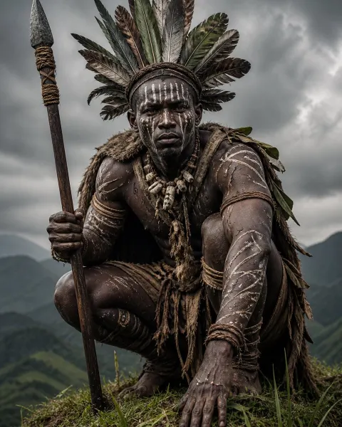 Tribal Warrior Mountain Crouch