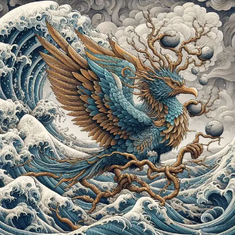 Mythical Jingwei Bird Filling the Sea Chinese Folklore