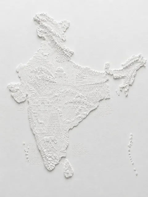 India Paper Sculpture Relief Map