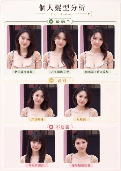 AI Hairstyle Analysis Comparison Card