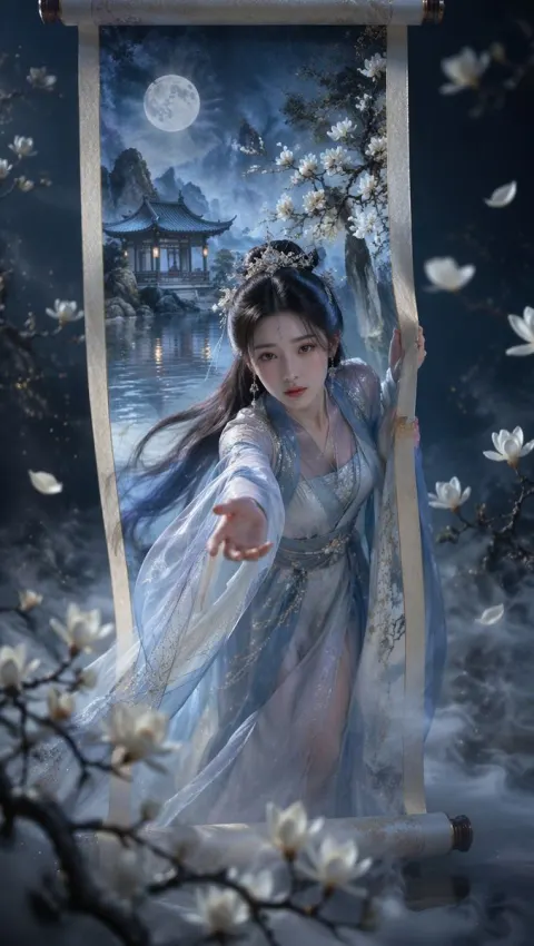 Immortal Emerging From Silk Scroll