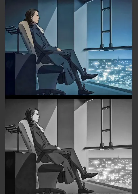 Cyberpunk Blue-Grey Anime Redraw