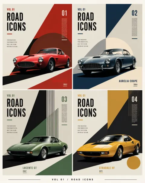 Constructivist Road Icons Poster