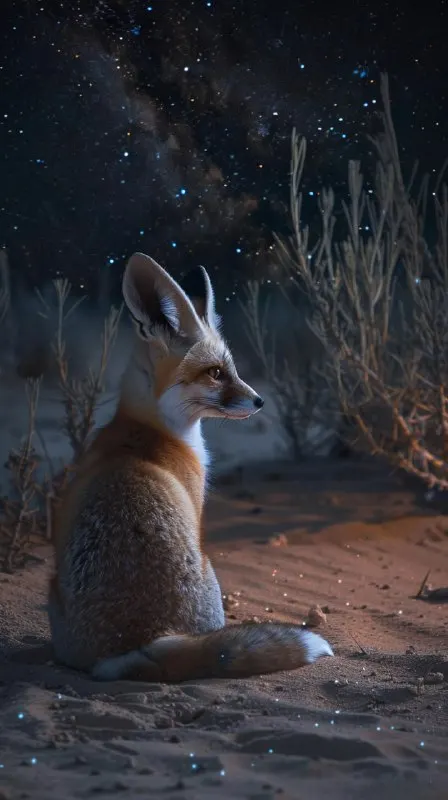 Fennec Fox Stargazing in Desert Night
