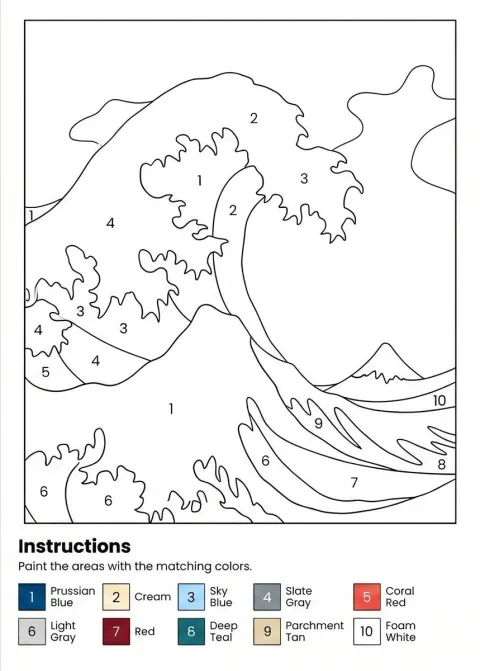 Great Wave Paint-by-Numbers