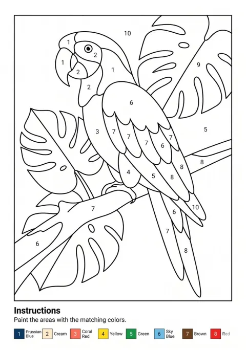 Tropical Parrot Paint-by-Numbers