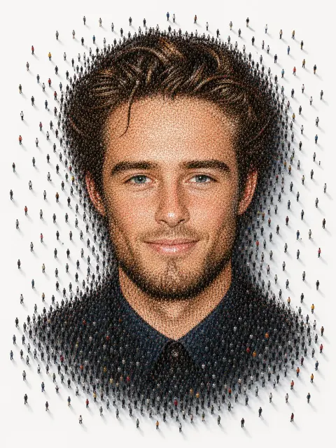 Photorealistic Human Mosaic Portrait Art