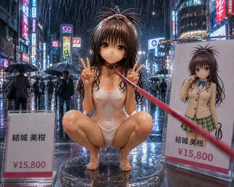 Neon Rainy Night Figure Display