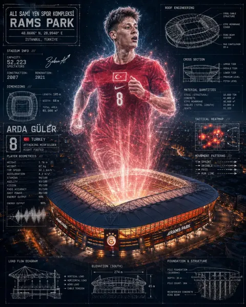 Cinematic Football Hologram Blueprint Poster