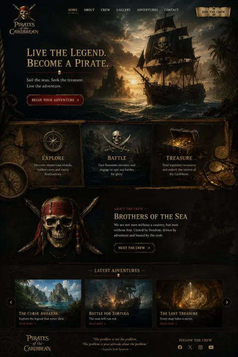 Pirate Landing Page Design