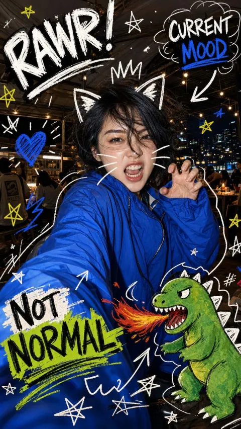 Night Doodle Monster Selfie