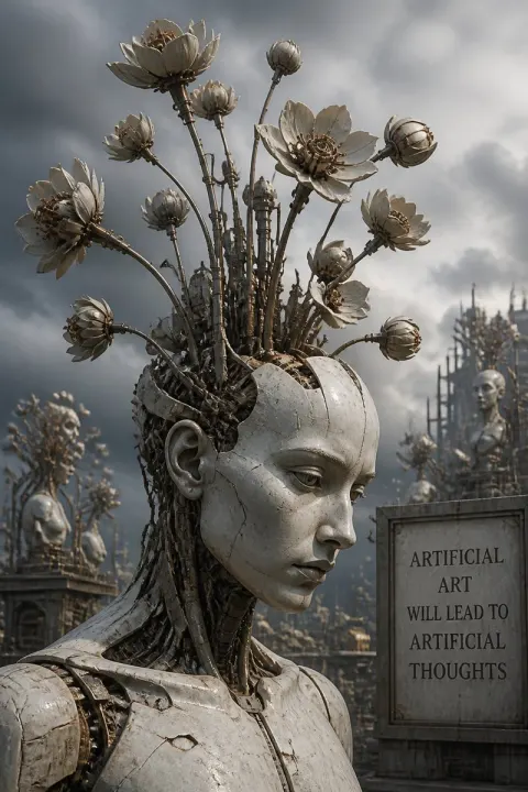 Porcelain Android With Mechanical Lotus Crown