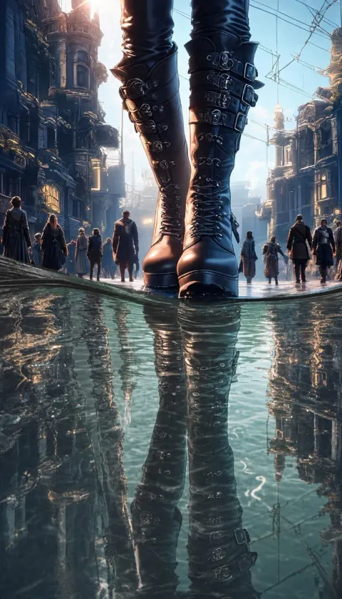 Steampunk Giant Boots Street Scene