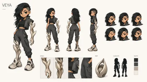 VEYA Futuristic Heroine Design Sheet