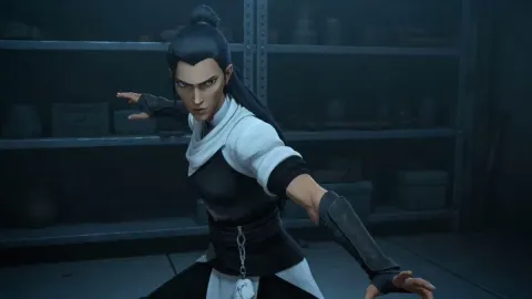 Ninja Heroine in Dark Warehouse