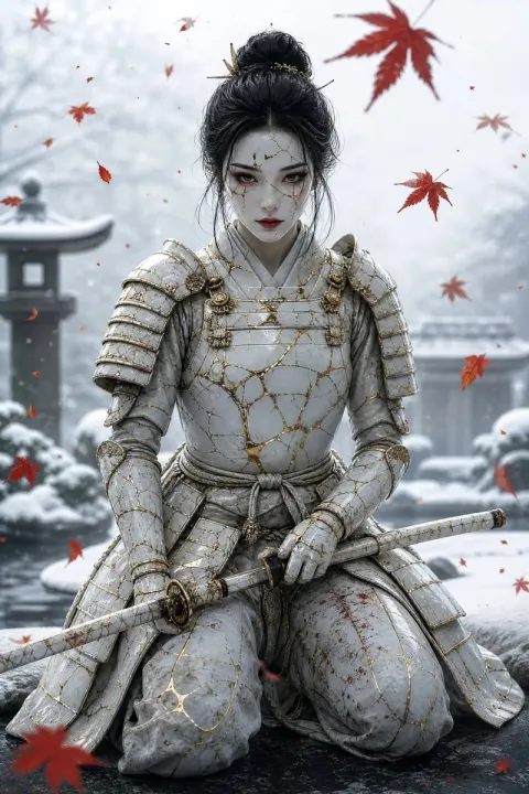 Kintsugi Samurai Portrait in Snow