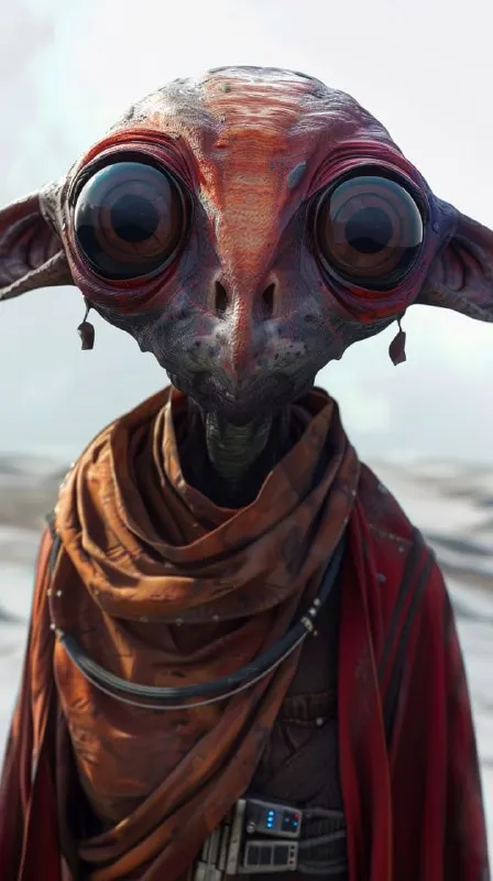 Whimsical Big-Nosed Creature in Elegant Retro Outfit