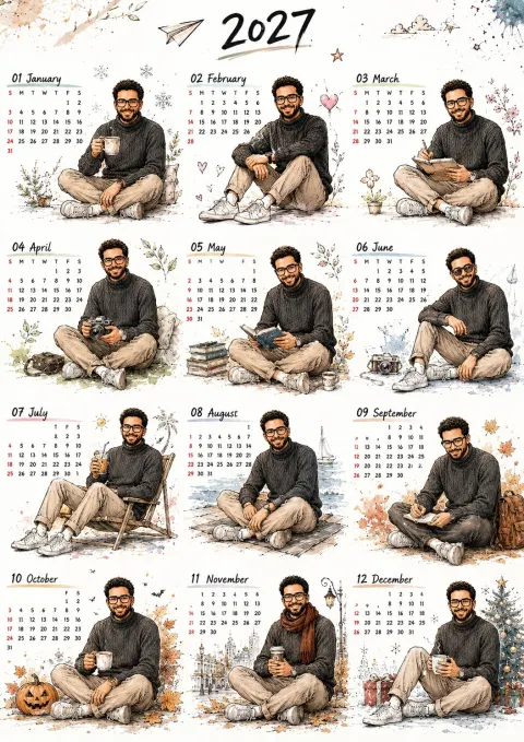 Korean Style 2027 Calendar Poster