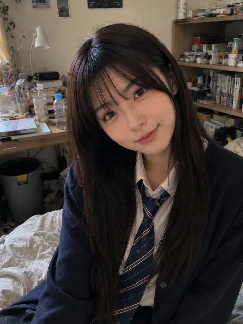 Japanese Girl Casual Bedroom Snapshot