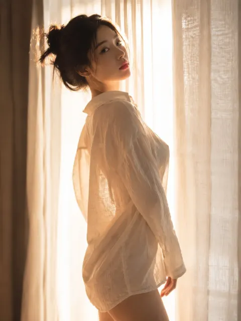 Backlit Linen Shirt Elegance