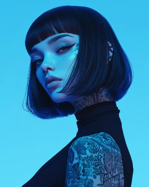 Neon Glow Tattooed Model in Glowing Couture Fashion