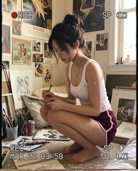 Nostalgic VHS Bedroom Art Studio