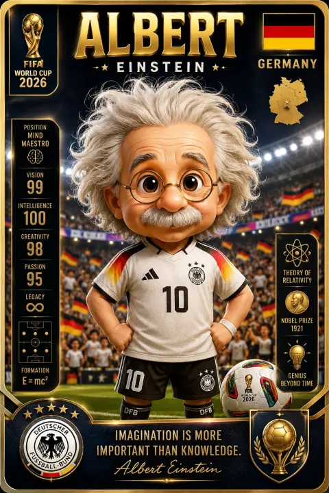 Einstein Chibi Football Star Card
