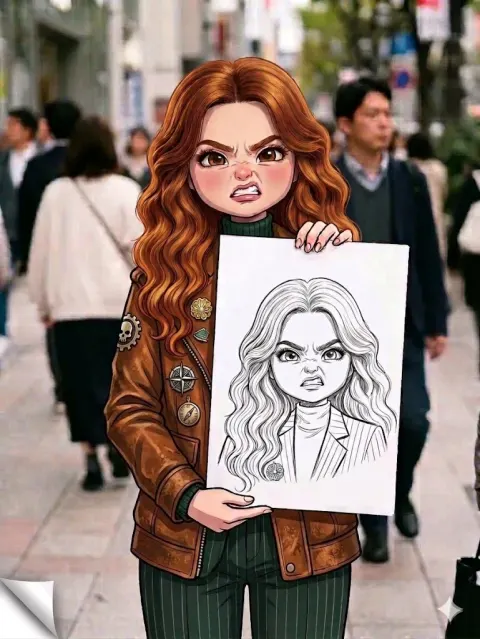 Angry Chibi Girl Urban Sketch