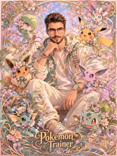 Art Nouveau Pokémon Trainer Portrait