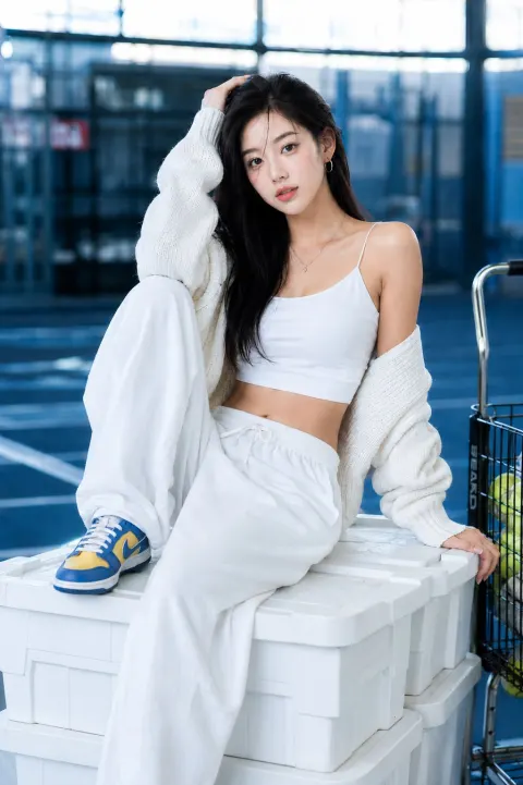 Cool Tennis Court Fashion Editorial Portrait