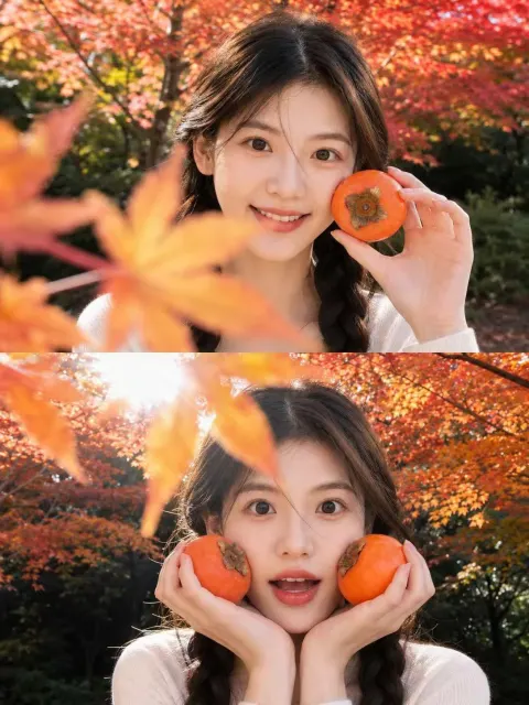 Autumn Persimmon Maple Portrait
