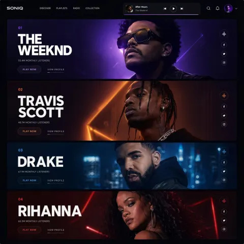 Futuristic Cyberpunk Music Streaming UI