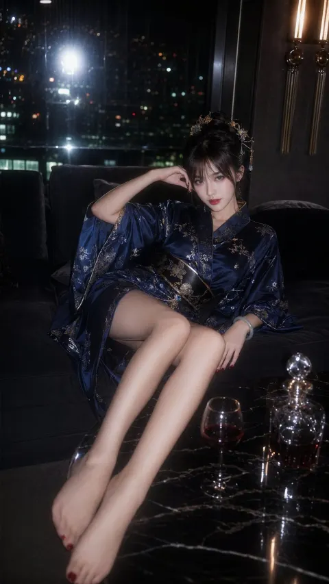 Noir Kimono CCD Flash Portrait