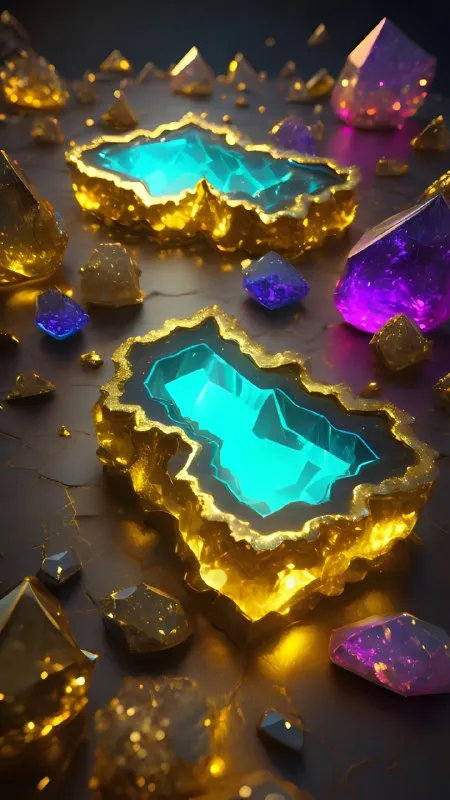 Neon Sulphuric Crystals in Cracked Geode 3D Render