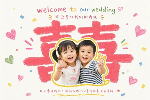 Playful Wedding Invitation Collage