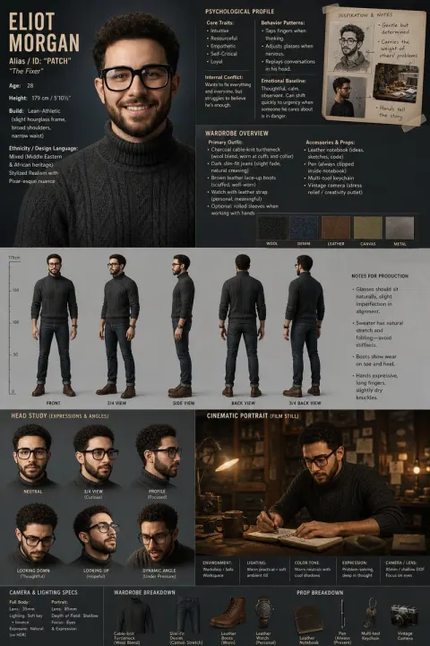 Cinematic Character Design Sheet