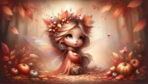 Adorable Autumn Fairy in Forest
