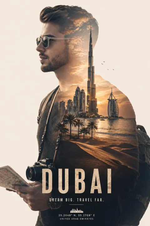 Dubai Traveler Double Exposure Portrait