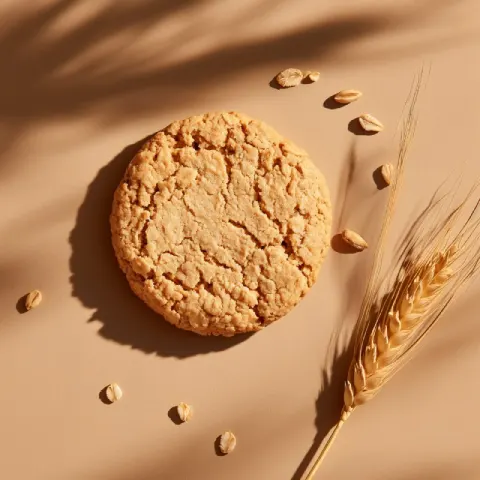 Oatmeal Cookie Macro With Wheat Grains From Above