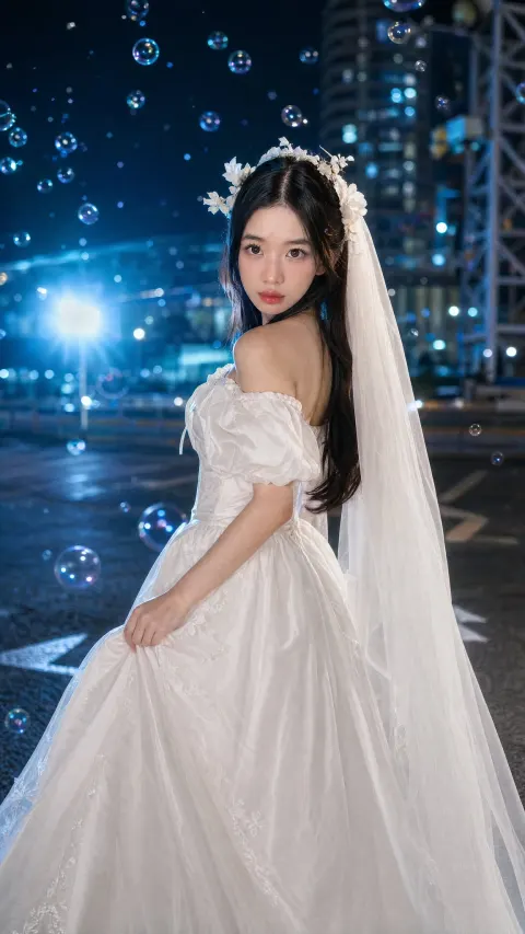 Cinematic Night Wedding Portrait