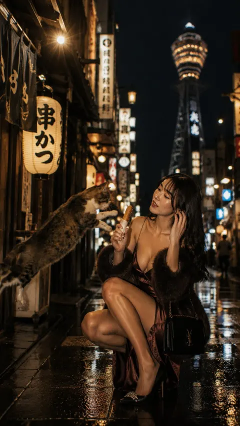 Osaka Alley Cat Leap Cinematic Snap